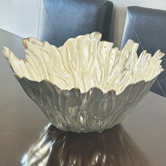 Ardacam Silver Design Turkish Large Oval Glass Bowl - Picture 3 of 5